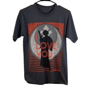 Disney Parks Star Wars T-Shirt Princess Leia 'I Love You' Small Grey